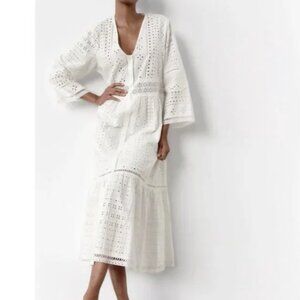 Zara white lace eyelet dress